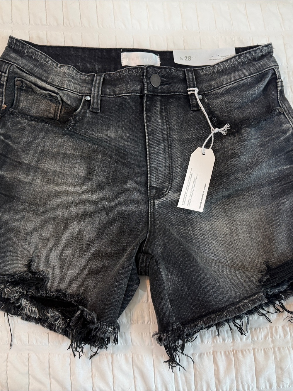 Frayed Hem Black Denim Jean Shorts